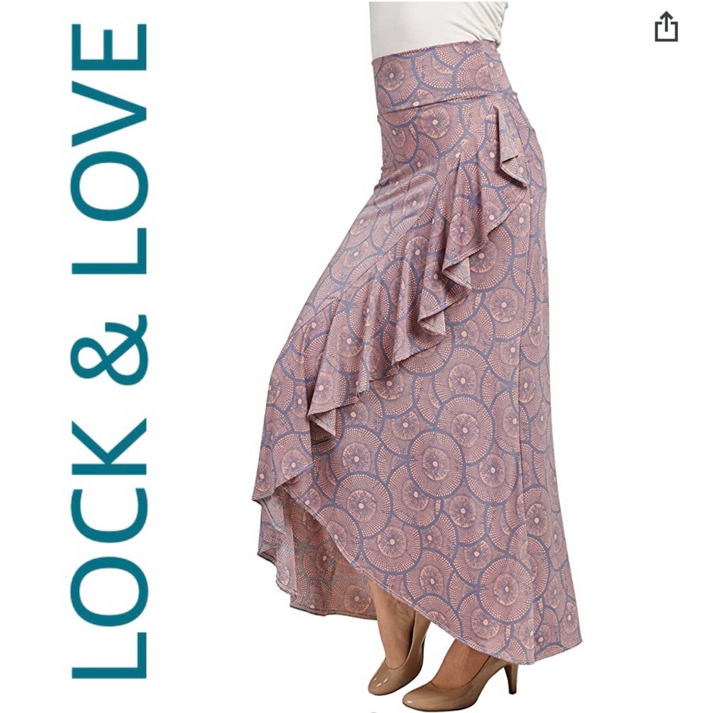 ✨Lock & Love Ruffle Print Maxi Skirt✨